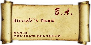 Bircsák Amand névjegykártya
